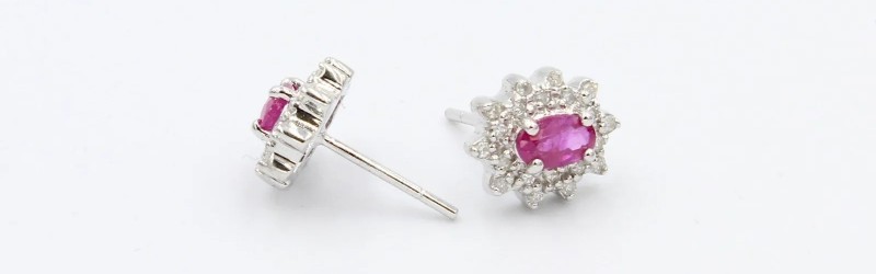 white gold ruby and diamond earrings