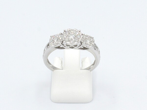 front view of white gold multi-diamond engagement ring