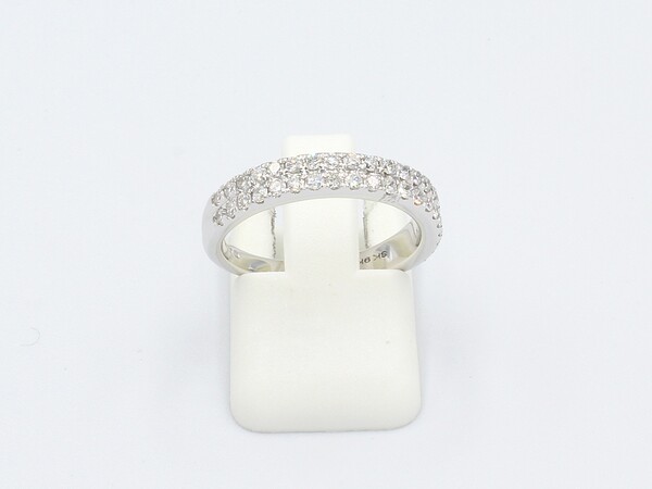 front view of a double row diamond pave wedding ring