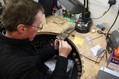 martin gear working on a new ring in his workshop