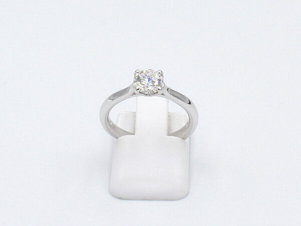 top view of a solitaire diamond engagement ring