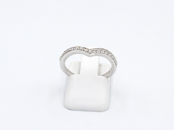 top view of a diamond wishbone wedding ring