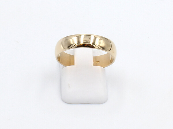 front view of a large rose gold wedding ring