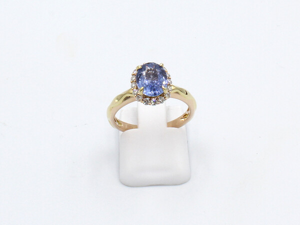 front view of a rose gold sapphire engagement ring