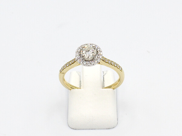 front view gold halo diamond ring