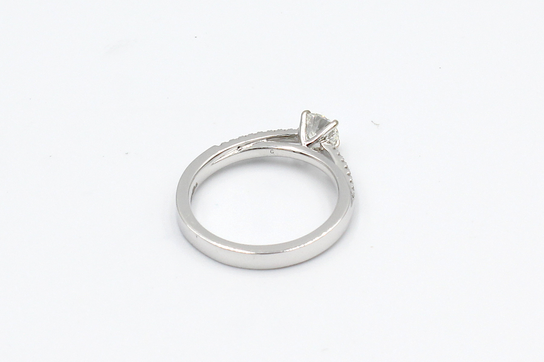 back view white gold diamond solitaire ring