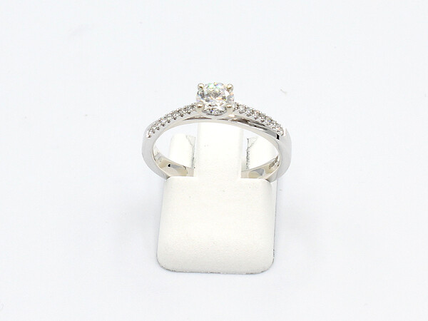 front view white gold diamond solitaire ring