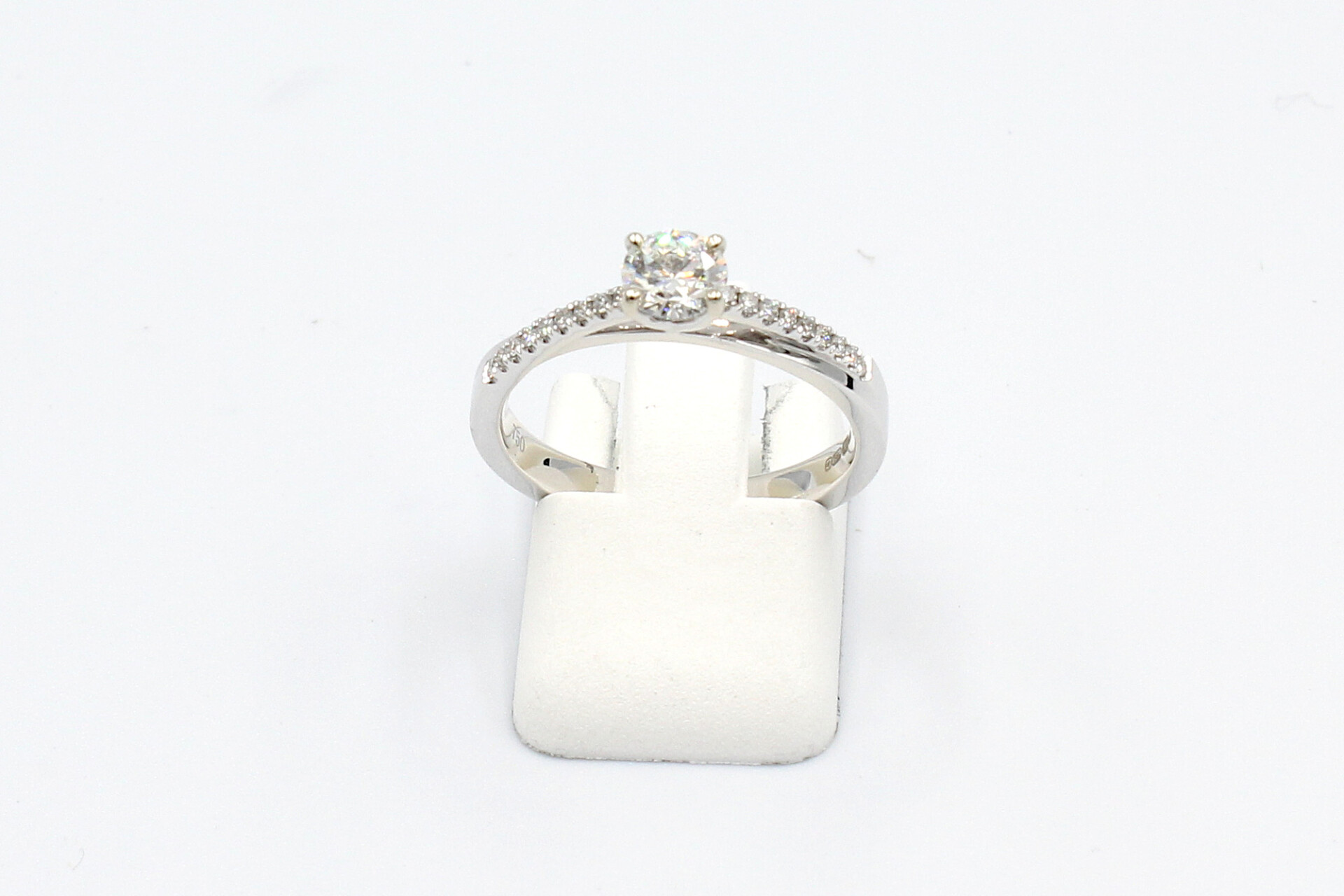 front view white gold diamond solitaire ring