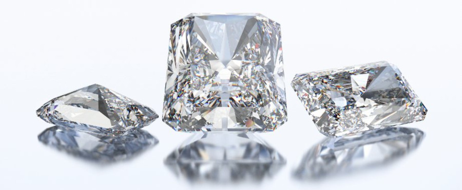 three lose radiant cut diamonds