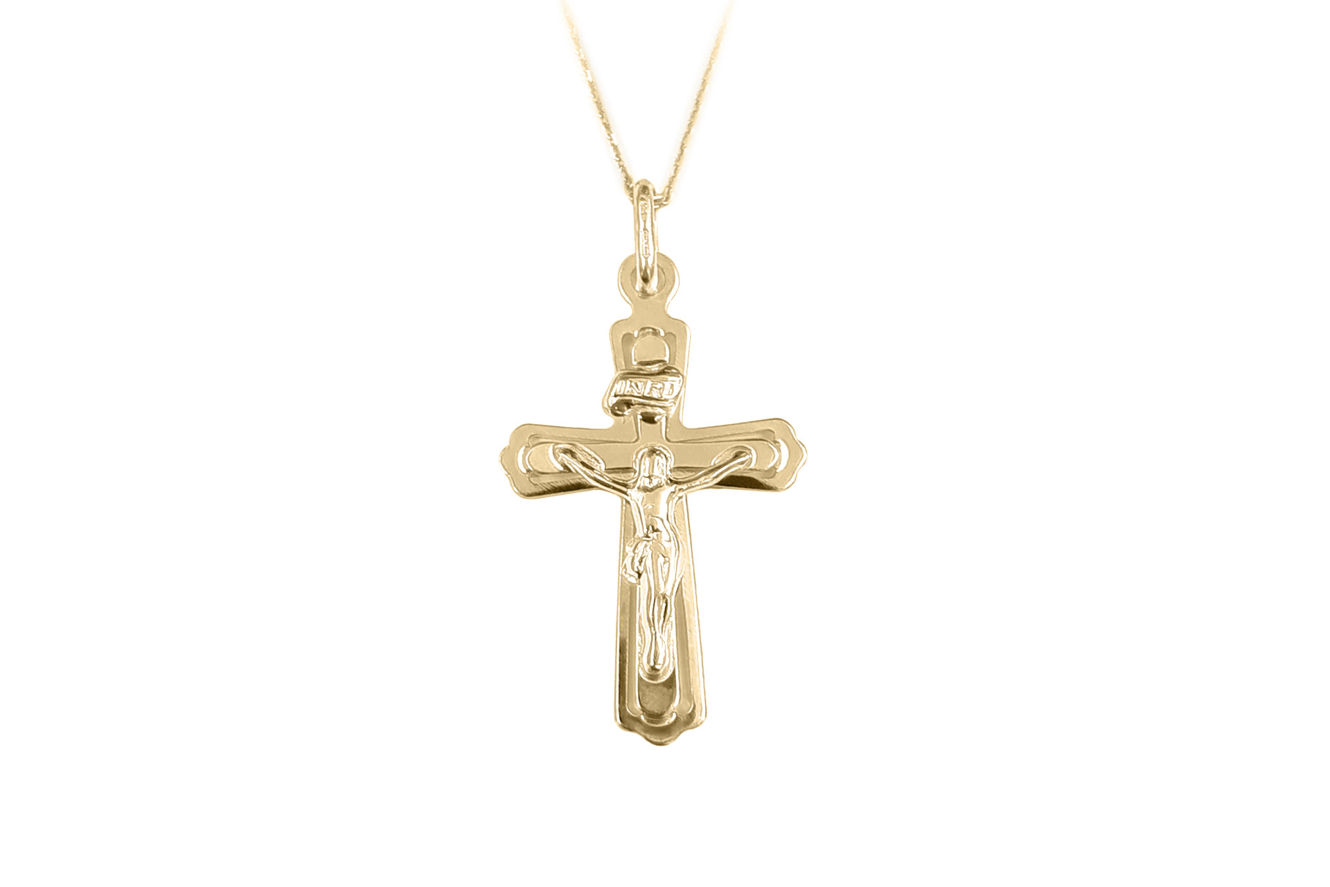 gold crucifix with chain
