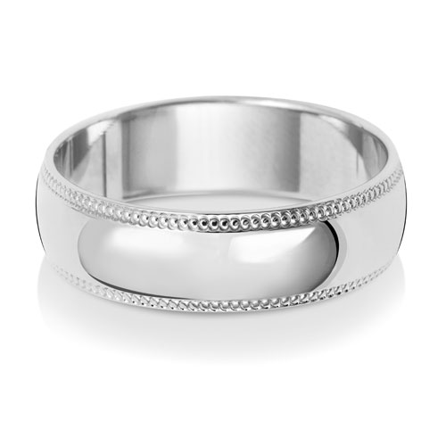 silver white gold millgrain ring