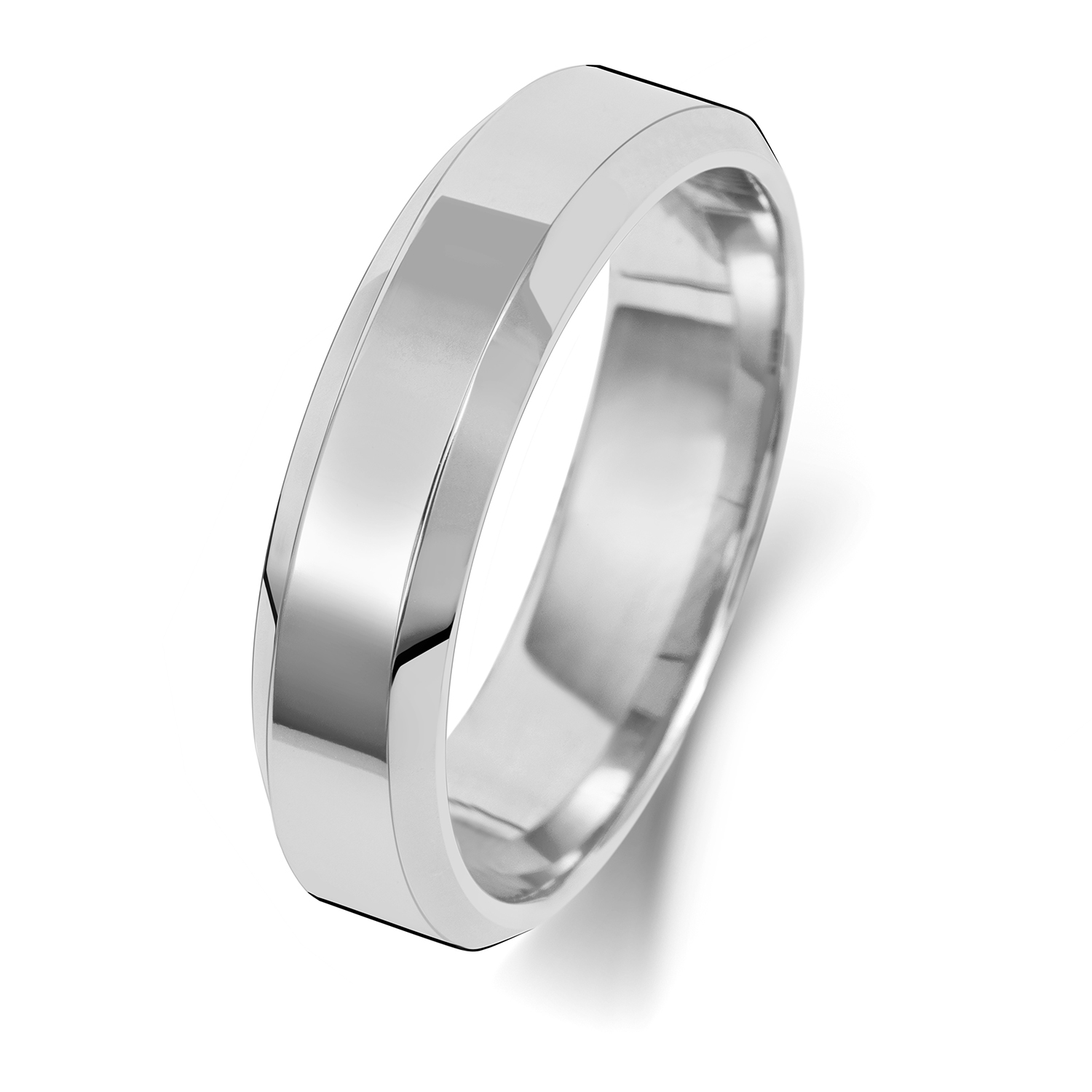 silver white gold bevelled ring