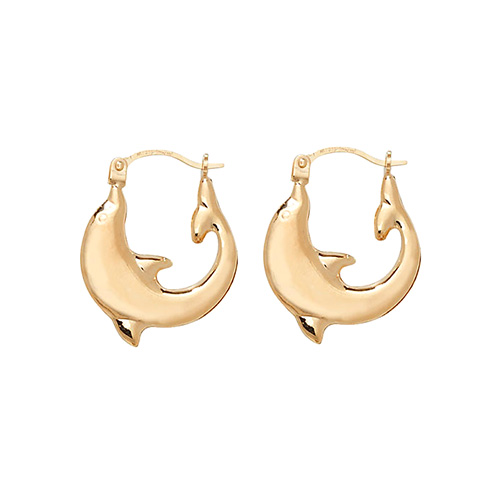 yellow gold dolphine creole earings