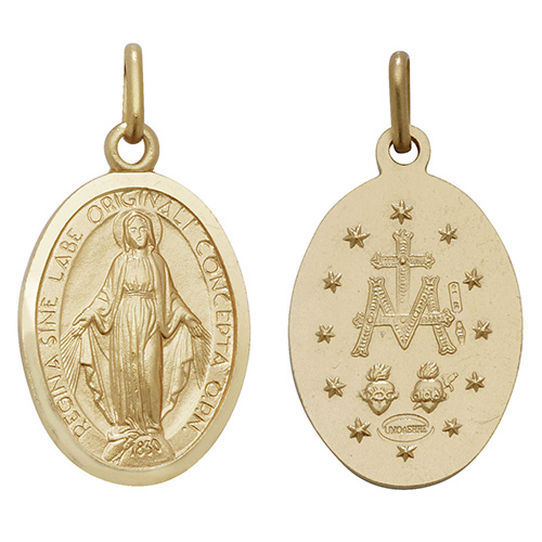double sided religious yellow gold pendant