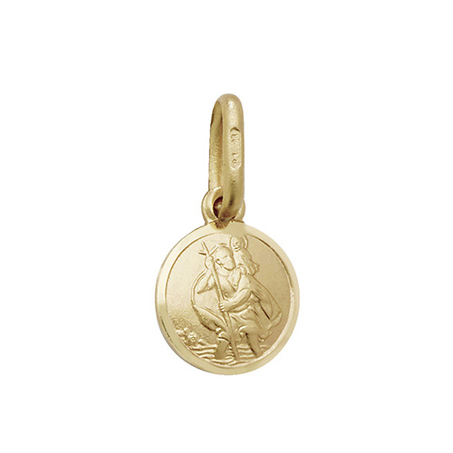 yellow gold round st christopher pendant