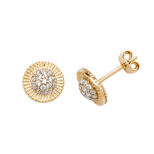 yellow gold and cubic zirconia stud earrings