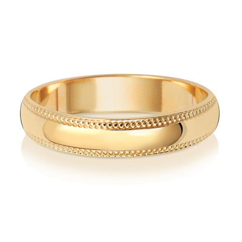 yellow gold milligrain wedding ring band