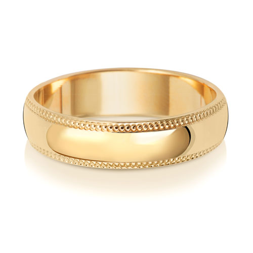 yellow gold milligrain wedding ring band