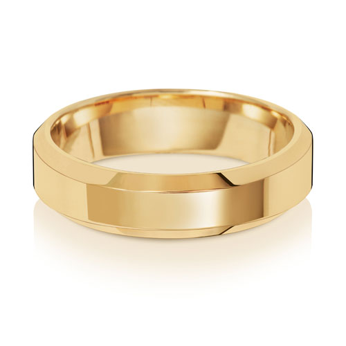 yellow gold bevelled wedding ring band