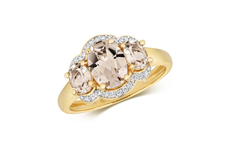 morganite and diamond gold ladies ring