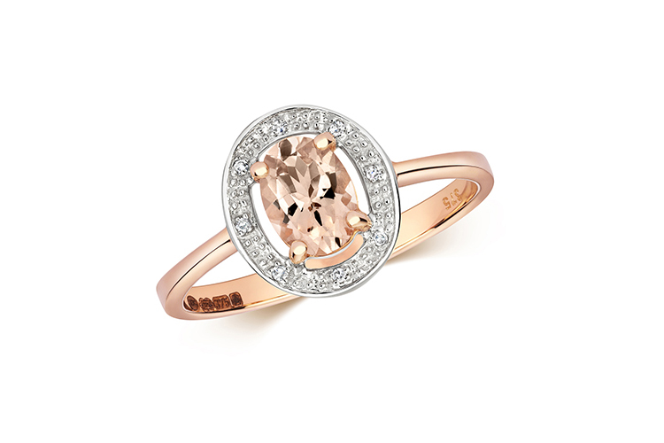 morganite ring with diamond and oval shape
