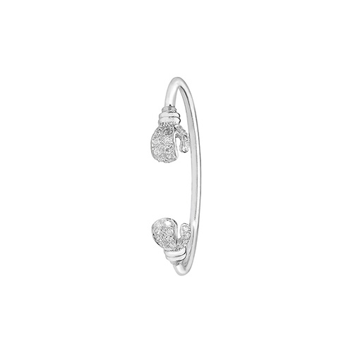 baby silver bangle with cubic zirconia boxing gloves on ends