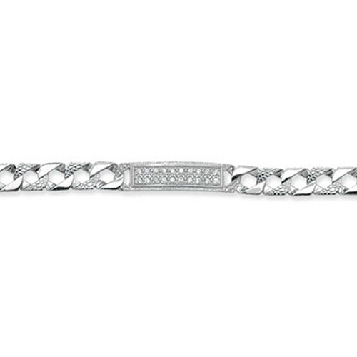 Silver baby cast Id Bracelet with cubic zirconia