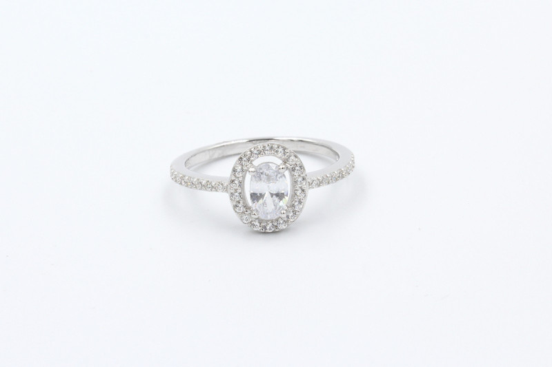 Decoding the Symbolism of Rings: 10 Iconic Rings and Their Stories a white gold halo promise ring with cubic zirconia gemstones
