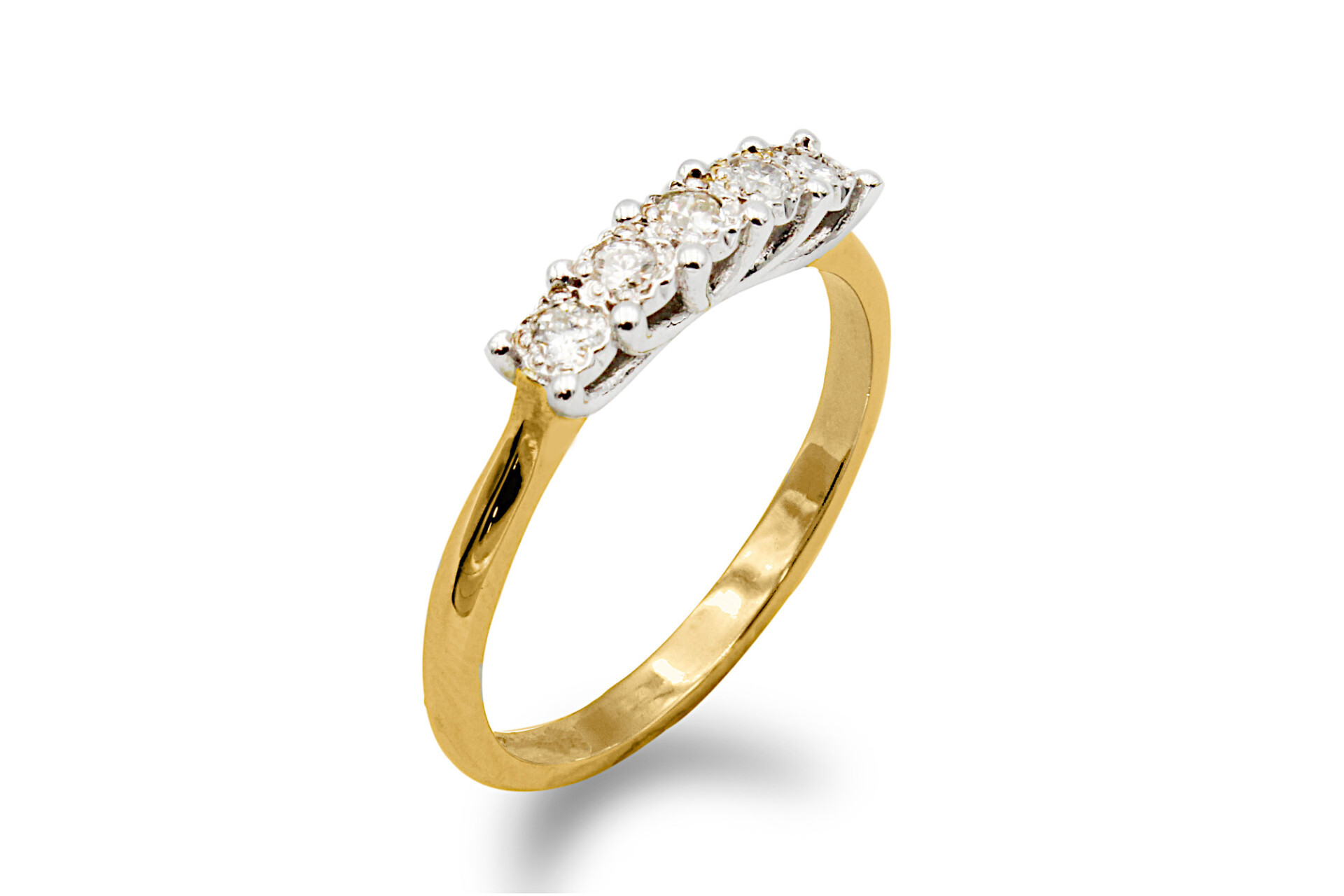 gold diamond engagement ring with five stones