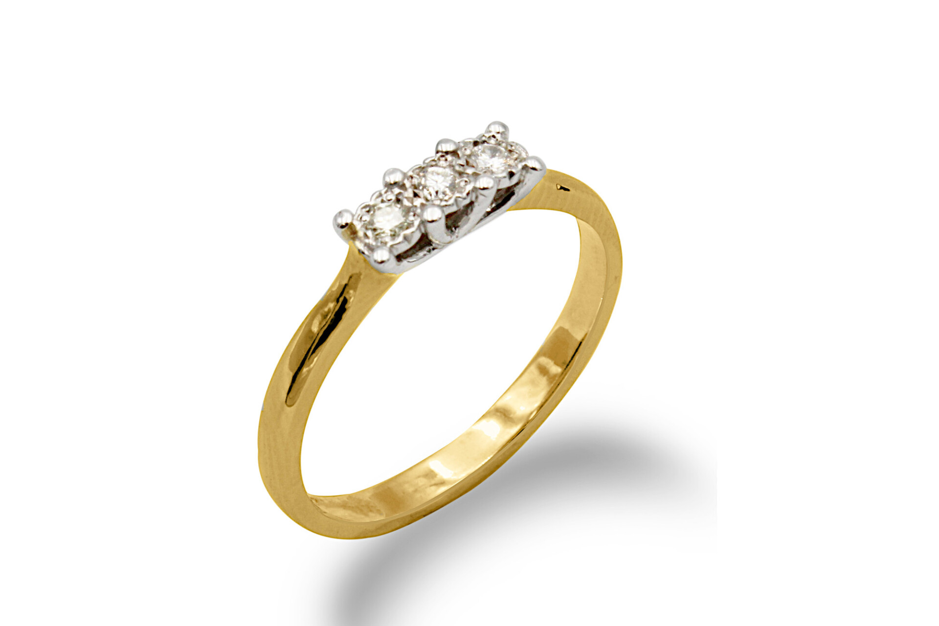 gold diamond engagement ring with three stones
