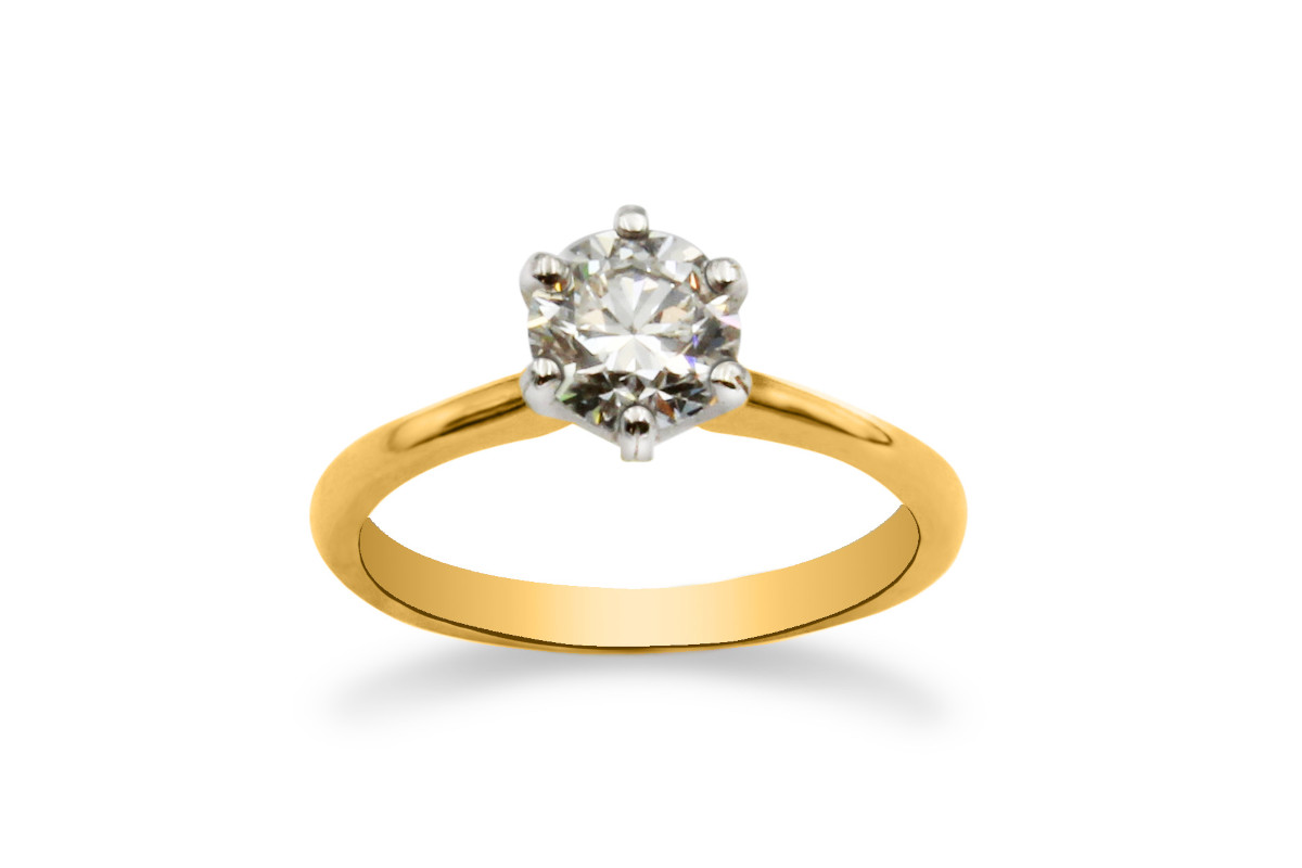 solitaire diamond ring made from yellow gold