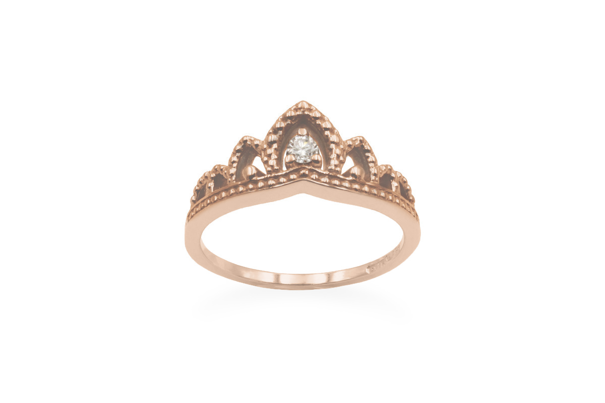 crown diamond rose gold ring