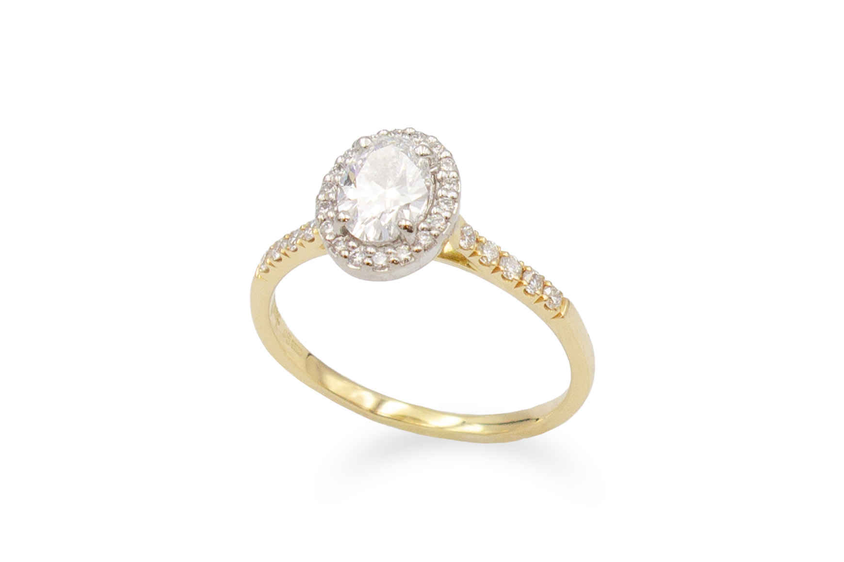 ring lab grown diamond yellow gold halo ring