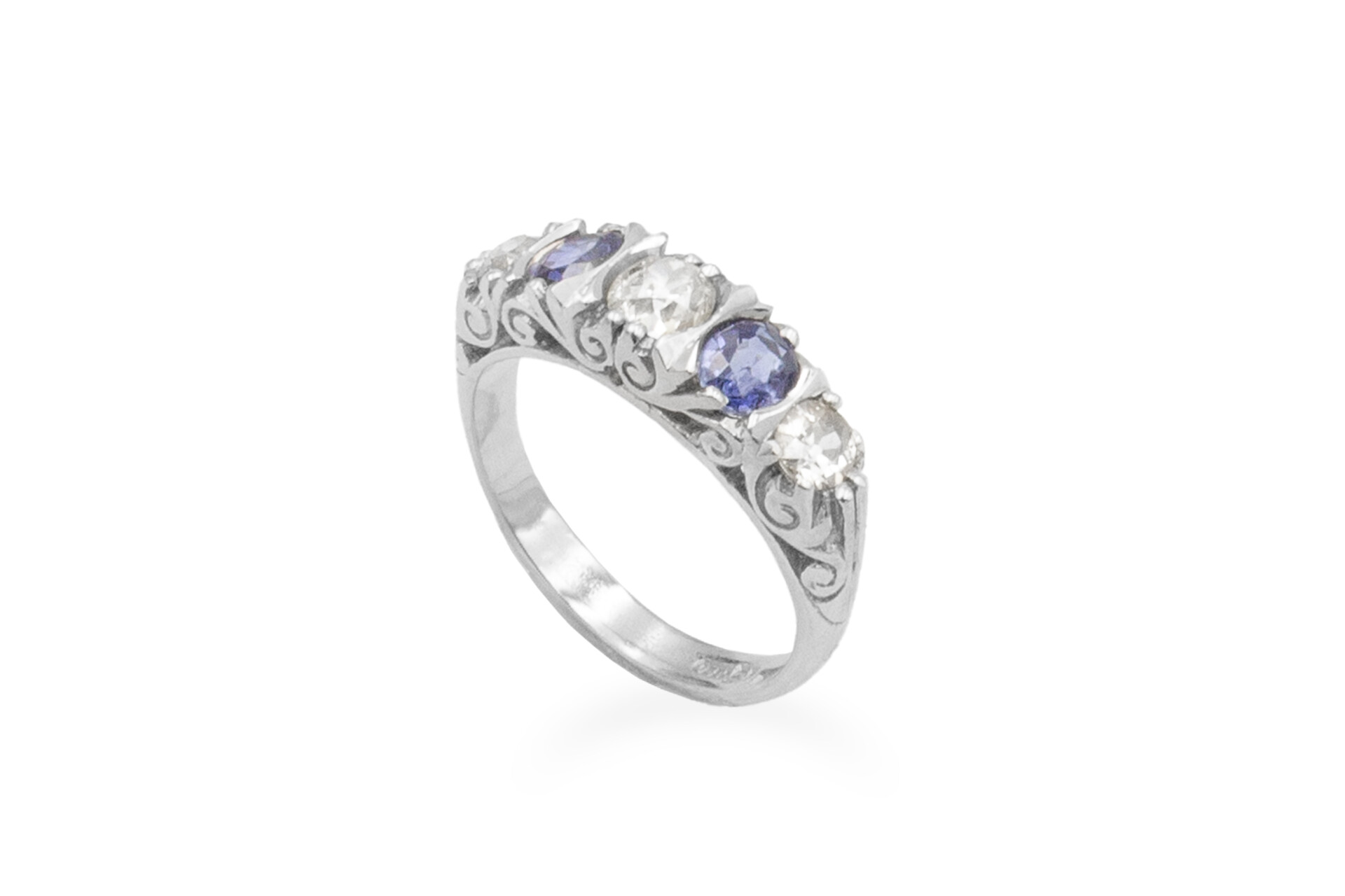 sapphire and diamond antique style ring