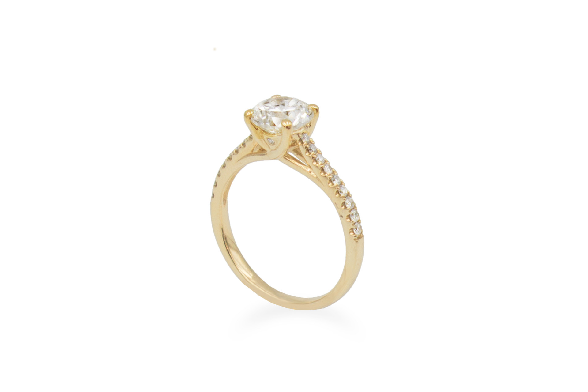 lab grown diamond yellow gold shoulder ring
