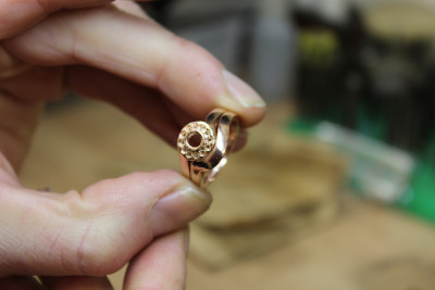close up of engagement ring that has no gemstones