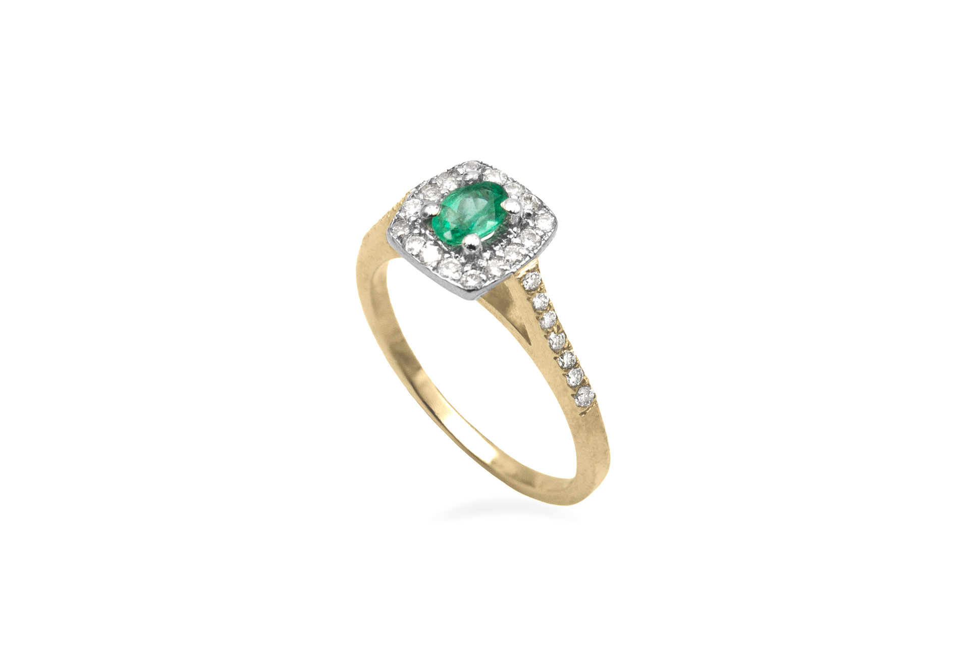 emerald and diamond halo ring