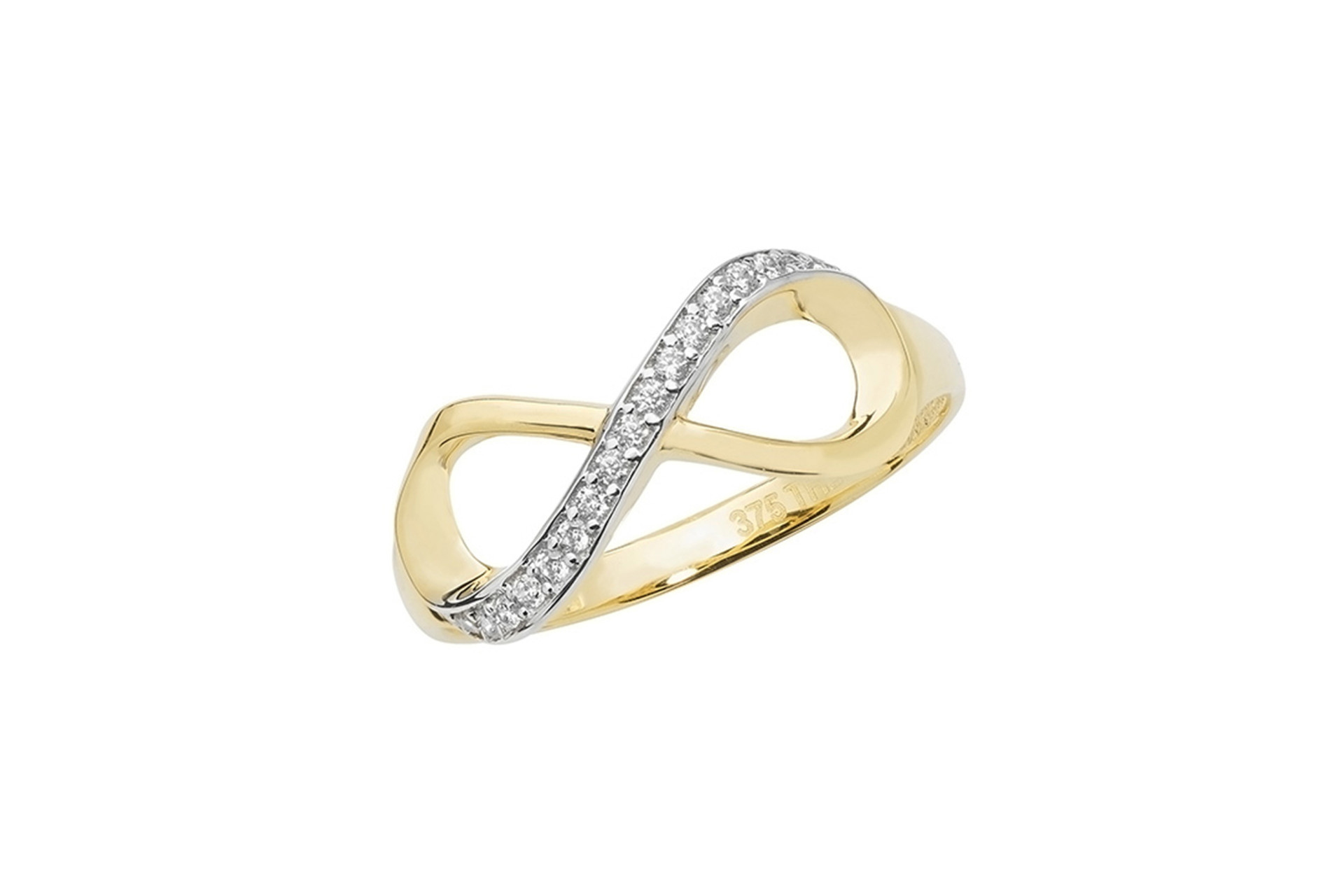 ring infinity twist gold diamonds
