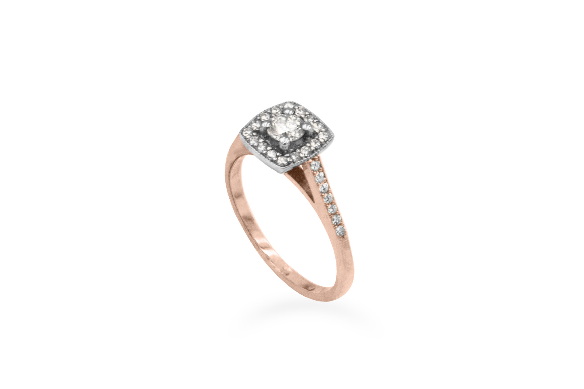 rose gold diamond halo ring engagement