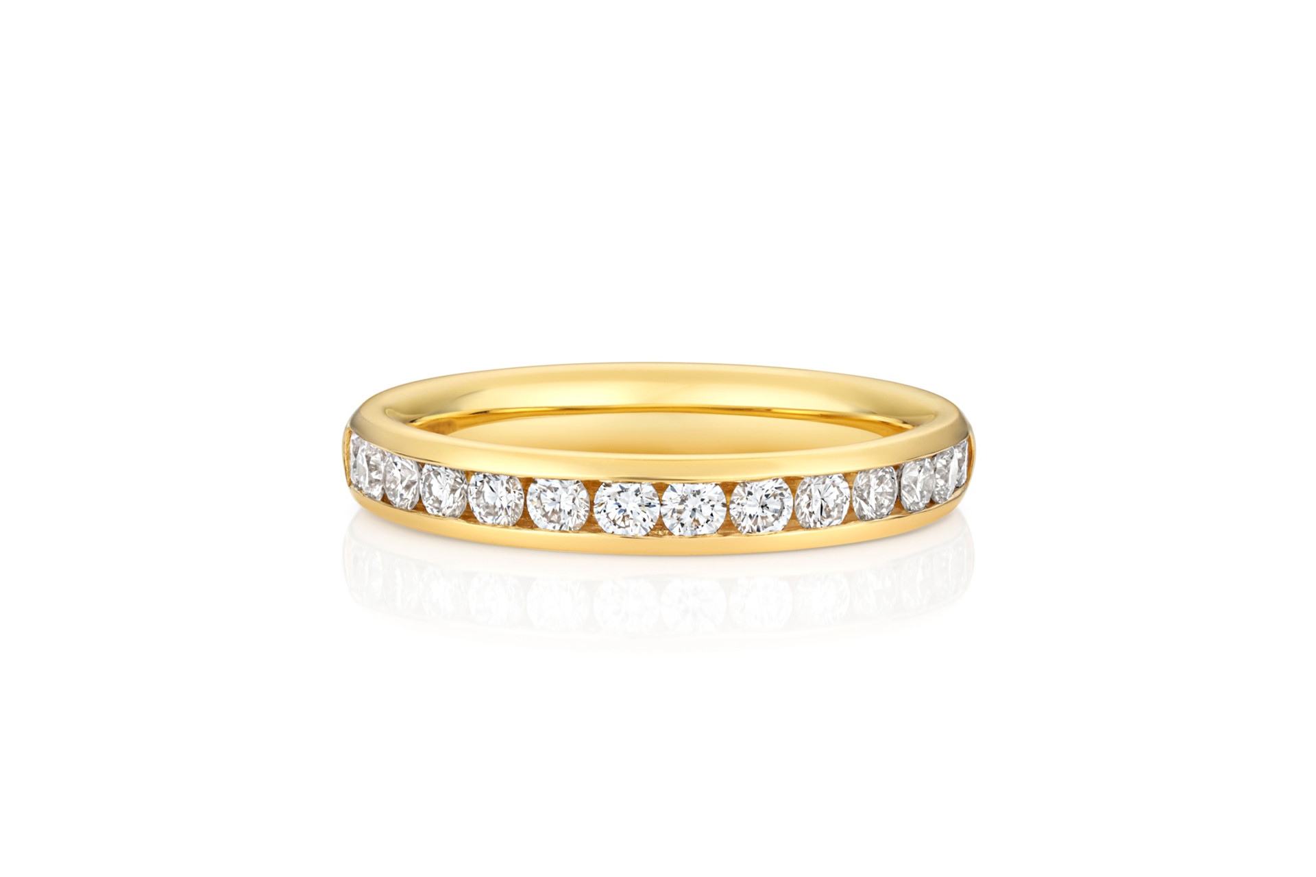 lab diamond wedding ring channel set yellow gold 9 k