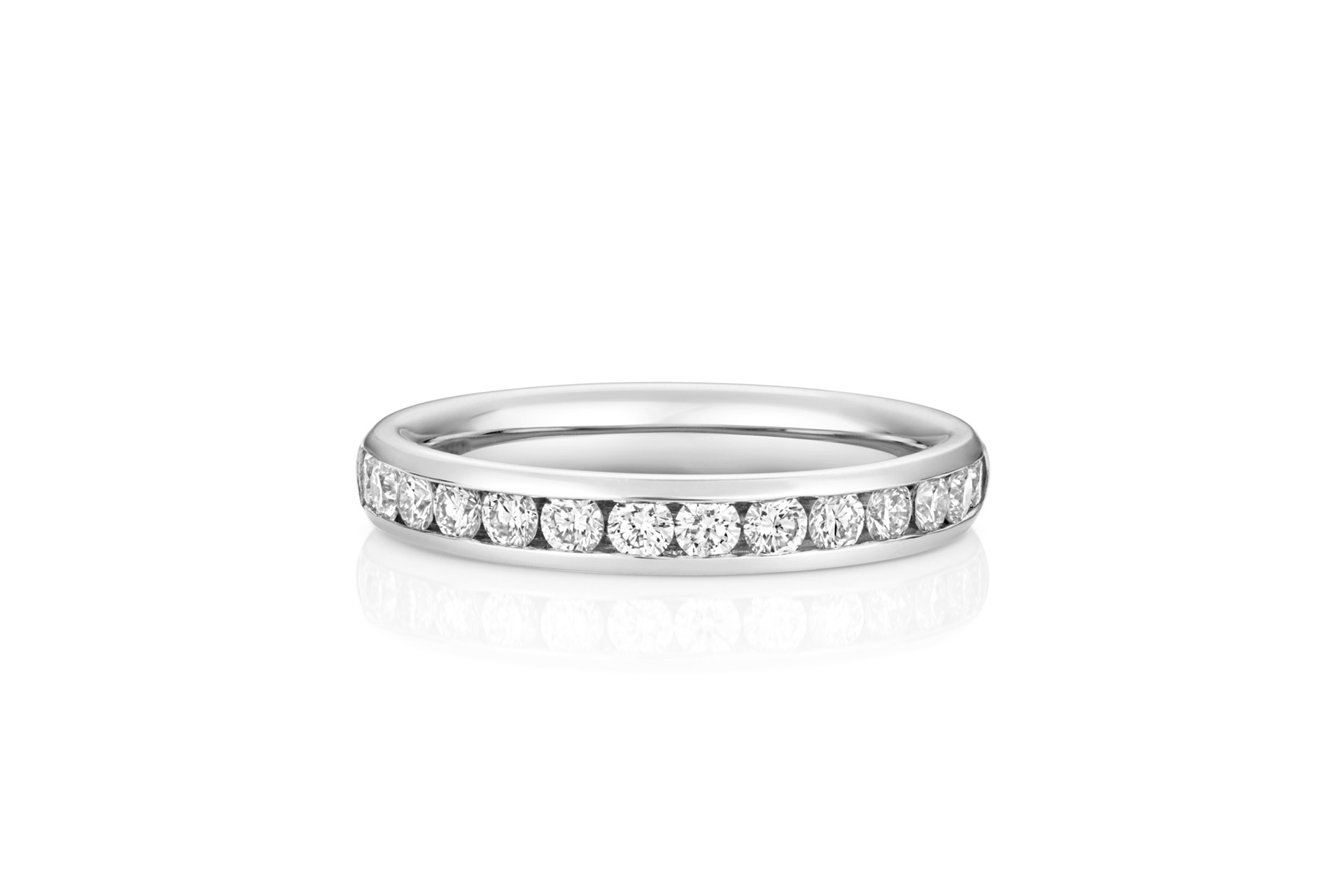 lab diamond wedding ring channel set white gold 9 k