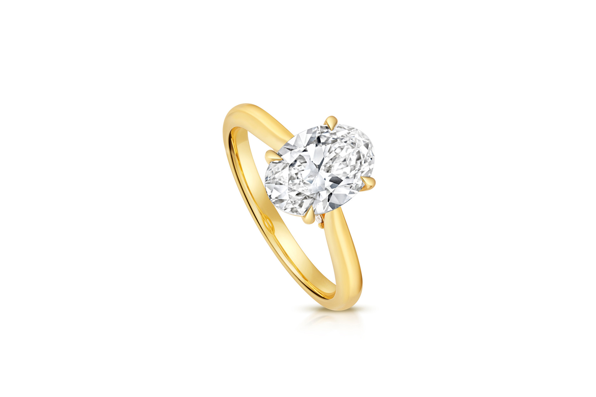 oval cut lab diamond solitaire ring yellow gold