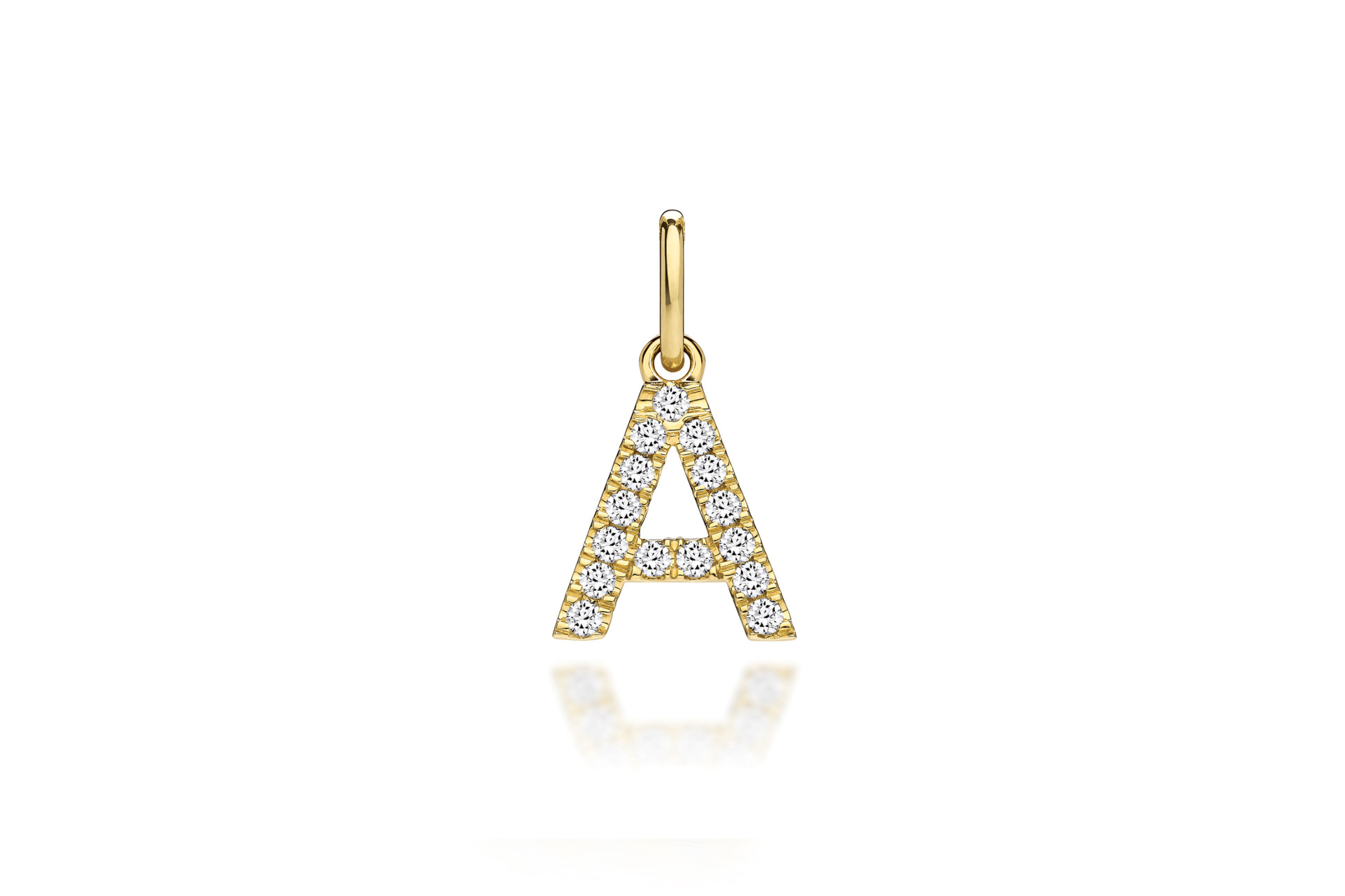 yellow gold initial pendant lab grown diamonds letter
