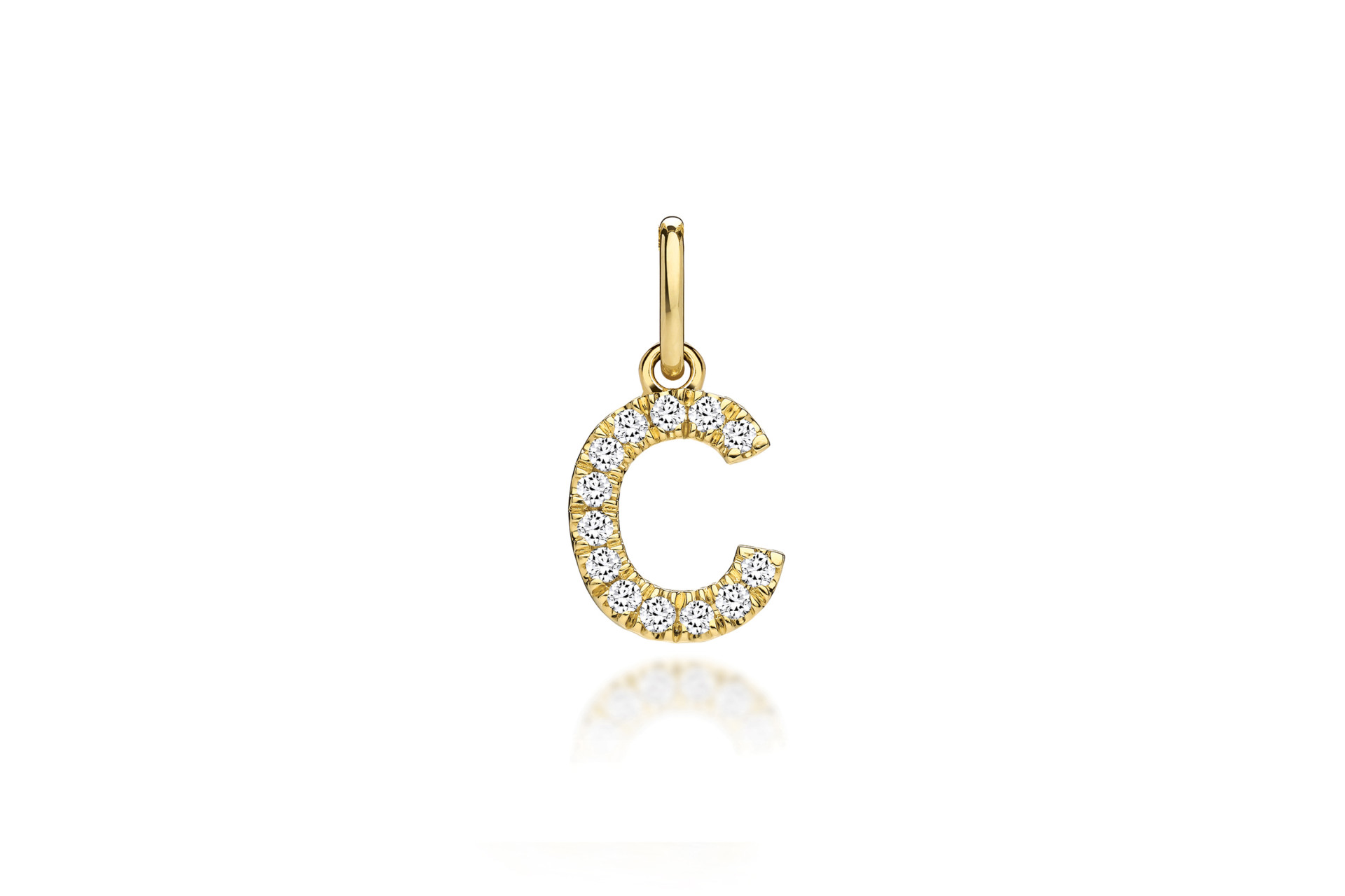 yellow gold initial pendant lab grown diamonds letter