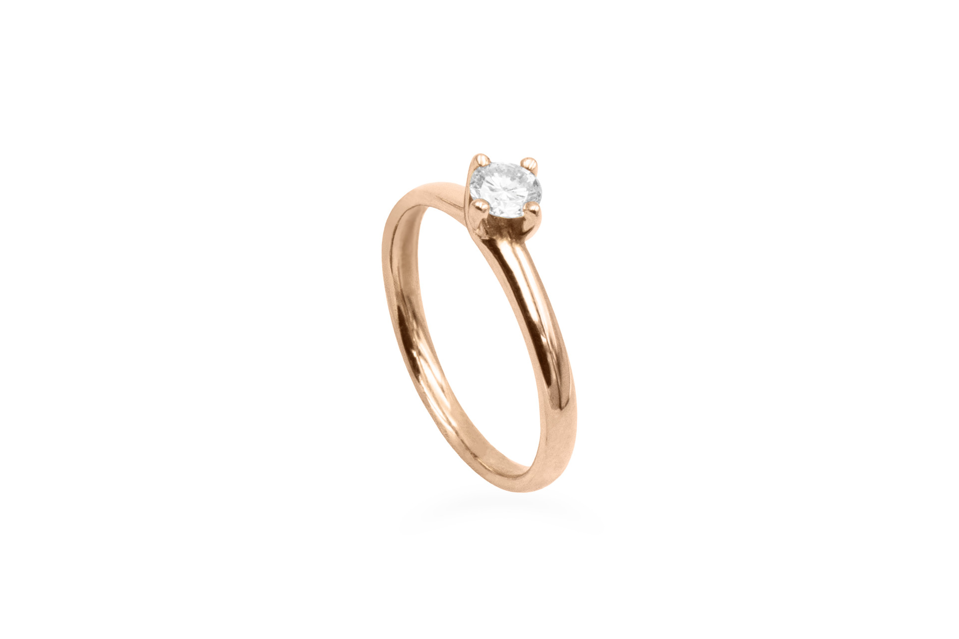 rose gold ring set with natural genuine diamond