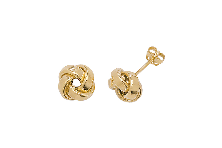 9k yellow gold stud earrings knot