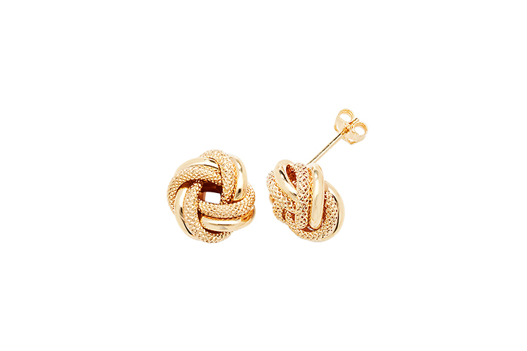 9k yellow gold stud earrings knot