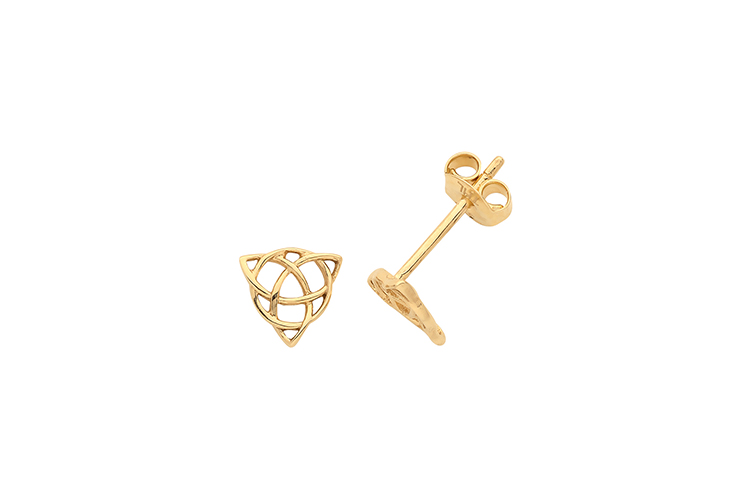 9k yellow gold stud earrings trinity knot