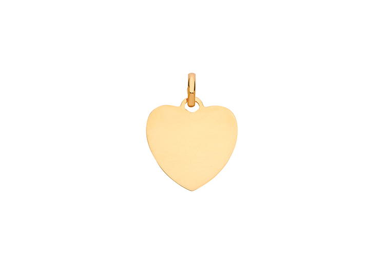 heart charm pendant made of 9k yellow gold