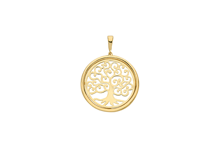 tree of life pendant made of 9k yellow gold
